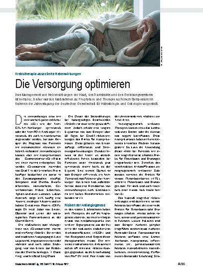 Vorschauseite 1: Krebstherapie-assoziierte Nebenwirkungen: Die Versorgung optimieren