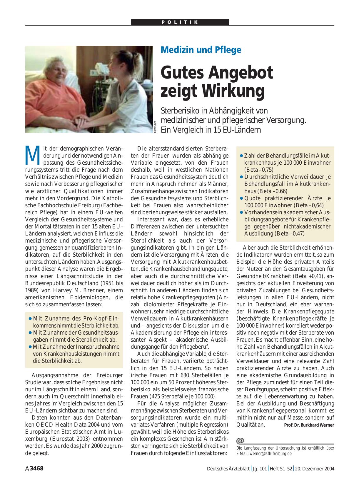 Vorschauseite 1: Medizin und Pflege: Gutes Angebot zeigt Wirkung