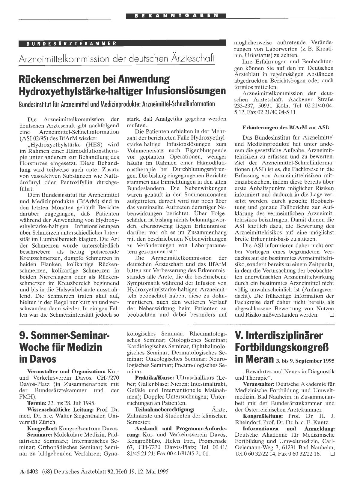 Vorschauseite 1: V. Interdisziplinärer Fortbildungskongreß in Meran