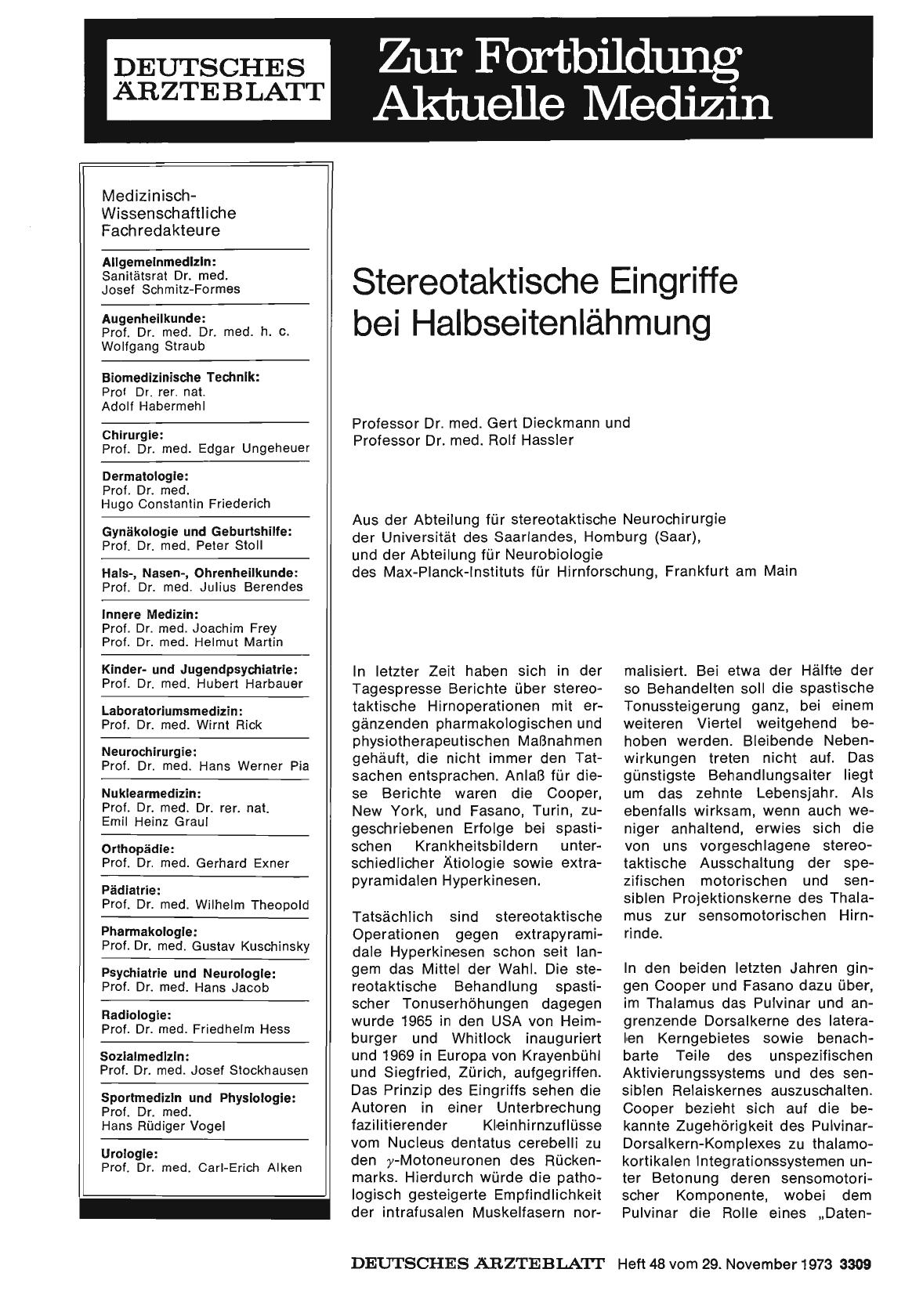 Vorschauseite 1: Stereotaktische Eingriffe bei Halbseitenlähmung