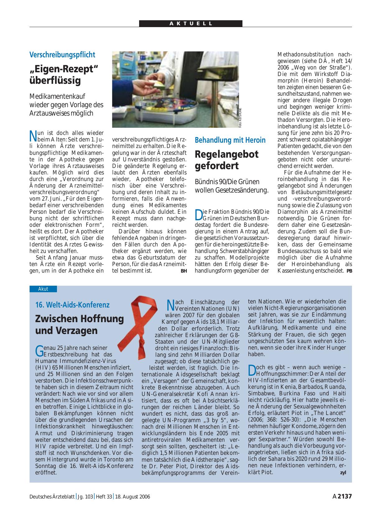 Vorschauseite 1: 16. Welt-Aids-Konferenz: Zwischen Hoffnung und Verzagen