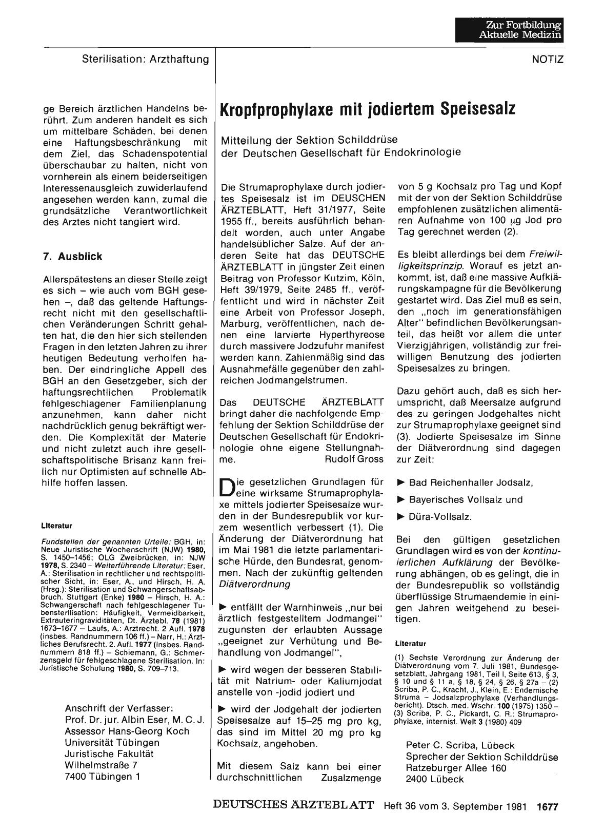 Vorschauseite 1: Kropfprophylaxe mit jodiertem Speisesalz