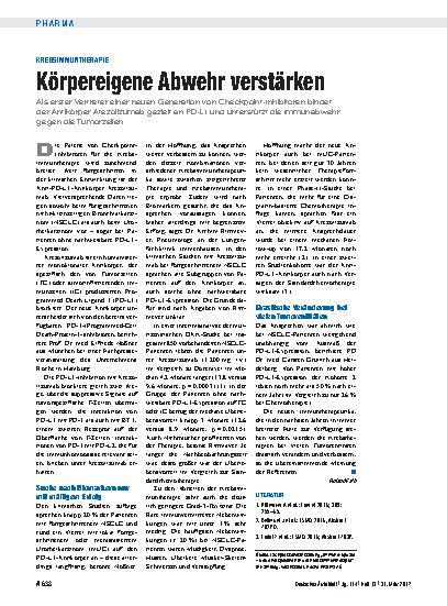 Vorschauseite 1: Krebsimmuntherapie: Körpereigene Abwehr verstärken