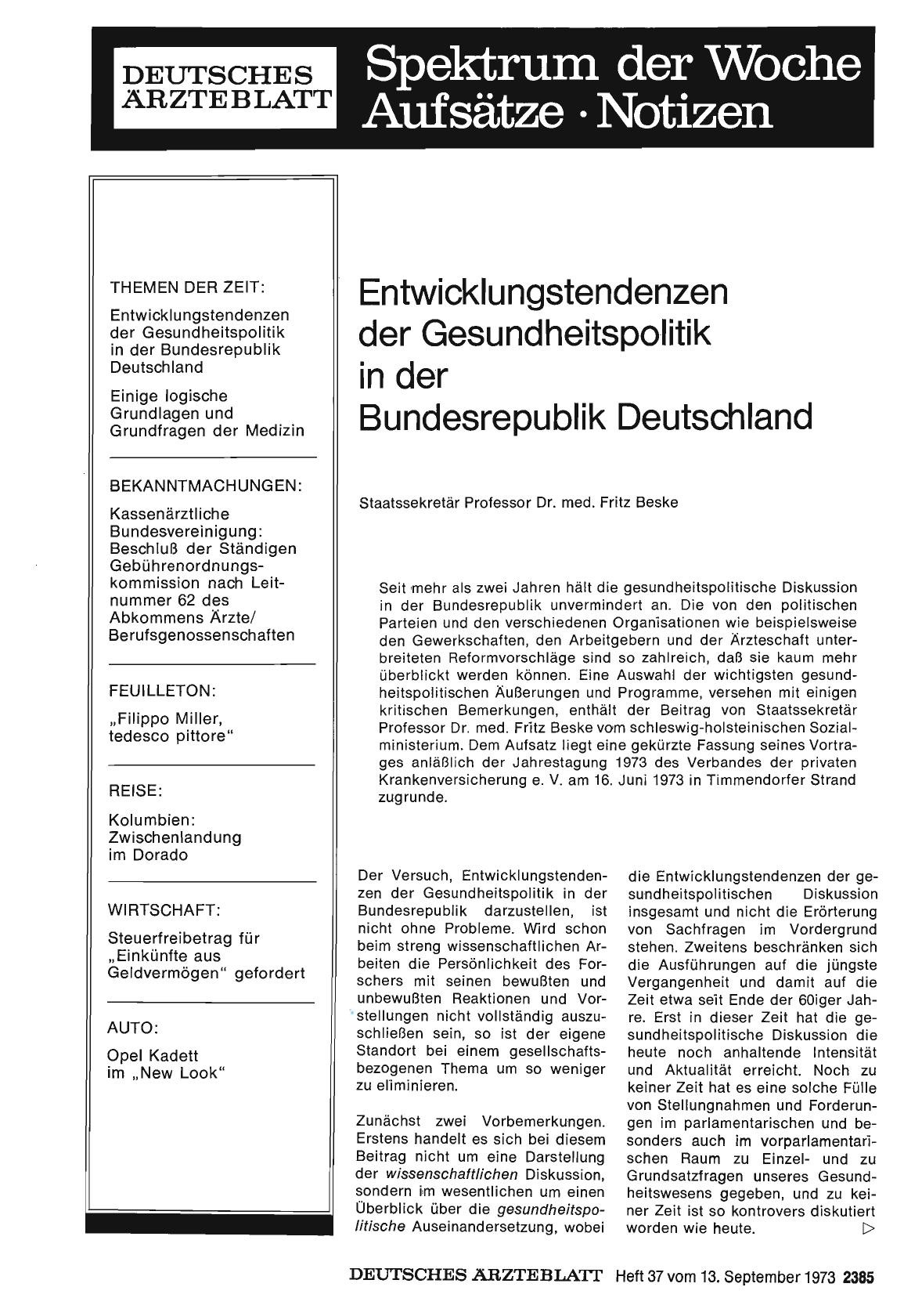 Vorschauseite 1: Entwicklungstendenzen der Gesundheitspolitik in der Bundesrepublik Deutschland
