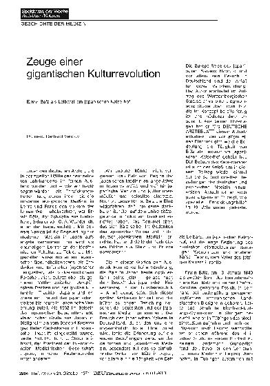 Vorschauseite 1: Zeuge einer gigantischen Kulturrevolution: Erwin Bälz als Leibarzt am japanischen Kaiserhof