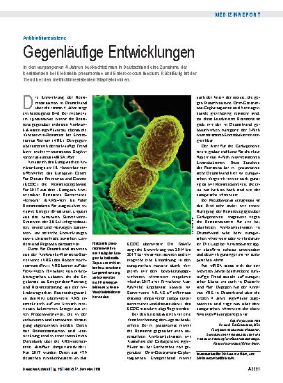 Vorschauseite 1: Antibiotikaresistenz: Gegenläufige Entwicklungen