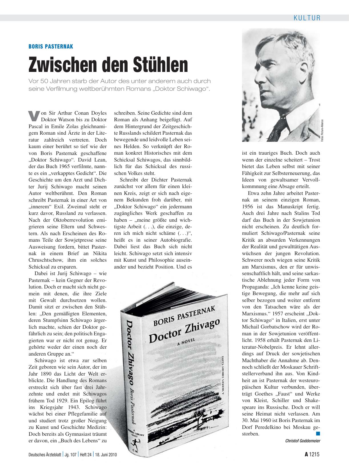 Vorschauseite 1: Boris Pasternak: Zwischen den Stühlen