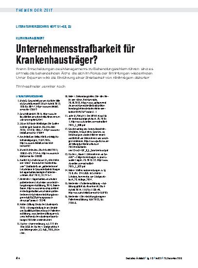 Vorschauseite 4: Klinikmanagement: Unternehmensstrafbarkeit für Krankenhausträger?