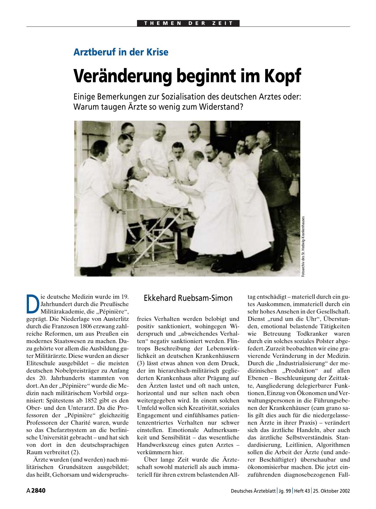 Vorschauseite 1: Arztberuf in der Krise: Veränderung beginnt im Kopf