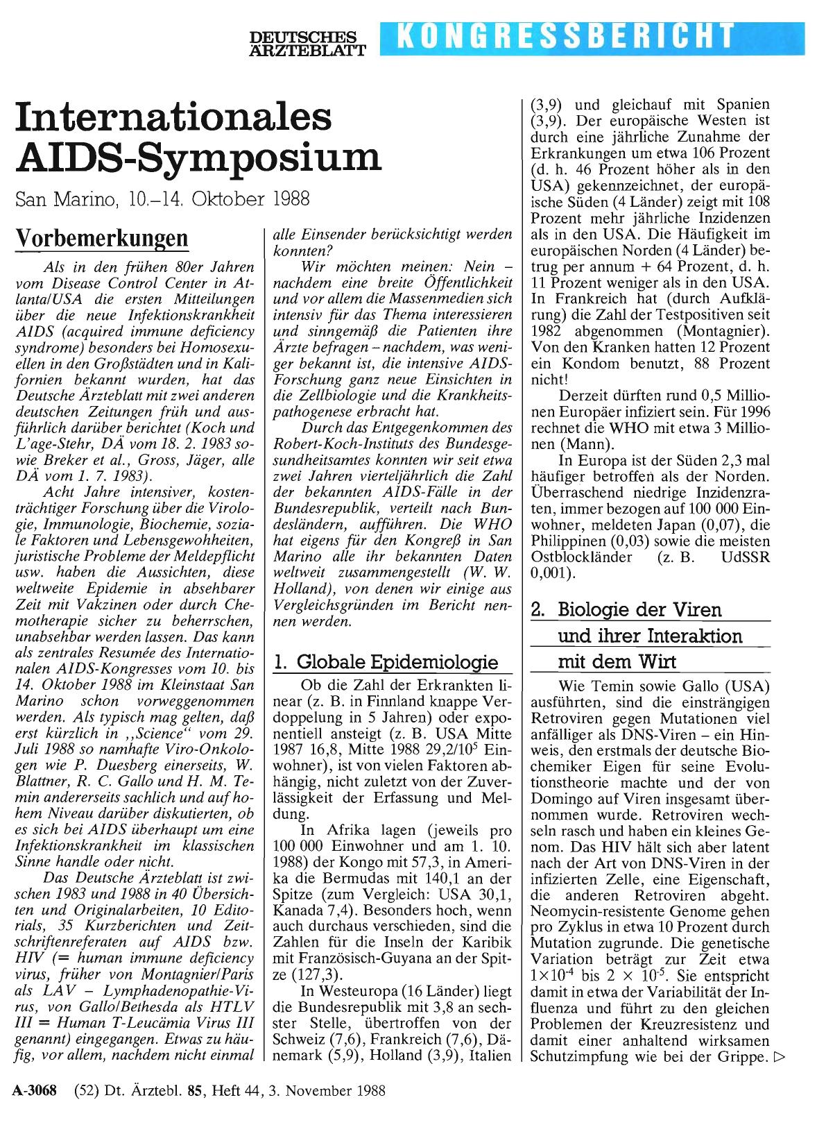 Vorschauseite 1: Internationales AIDS-Symposium