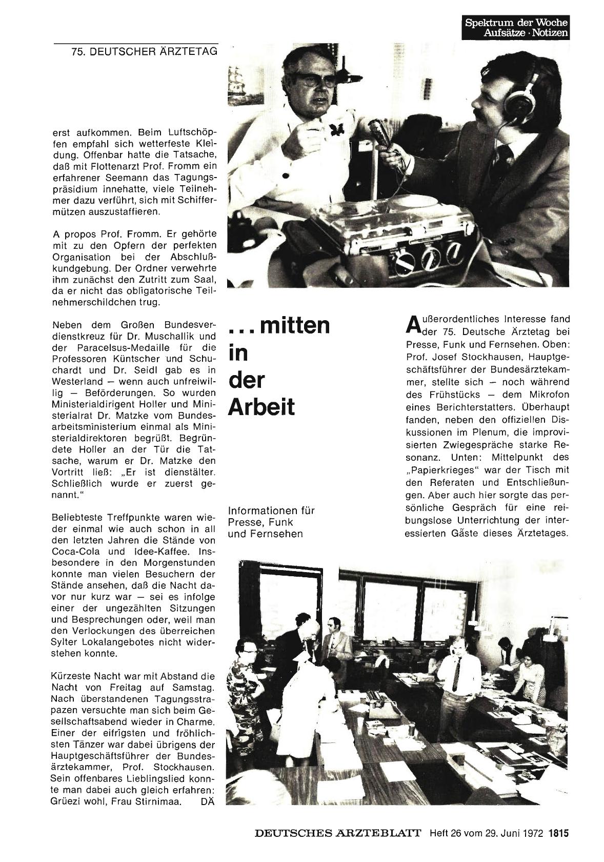 Vorschauseite 1: . .. mitten in der Arbeit: Informationen für Presse, Funk und Fernsehen