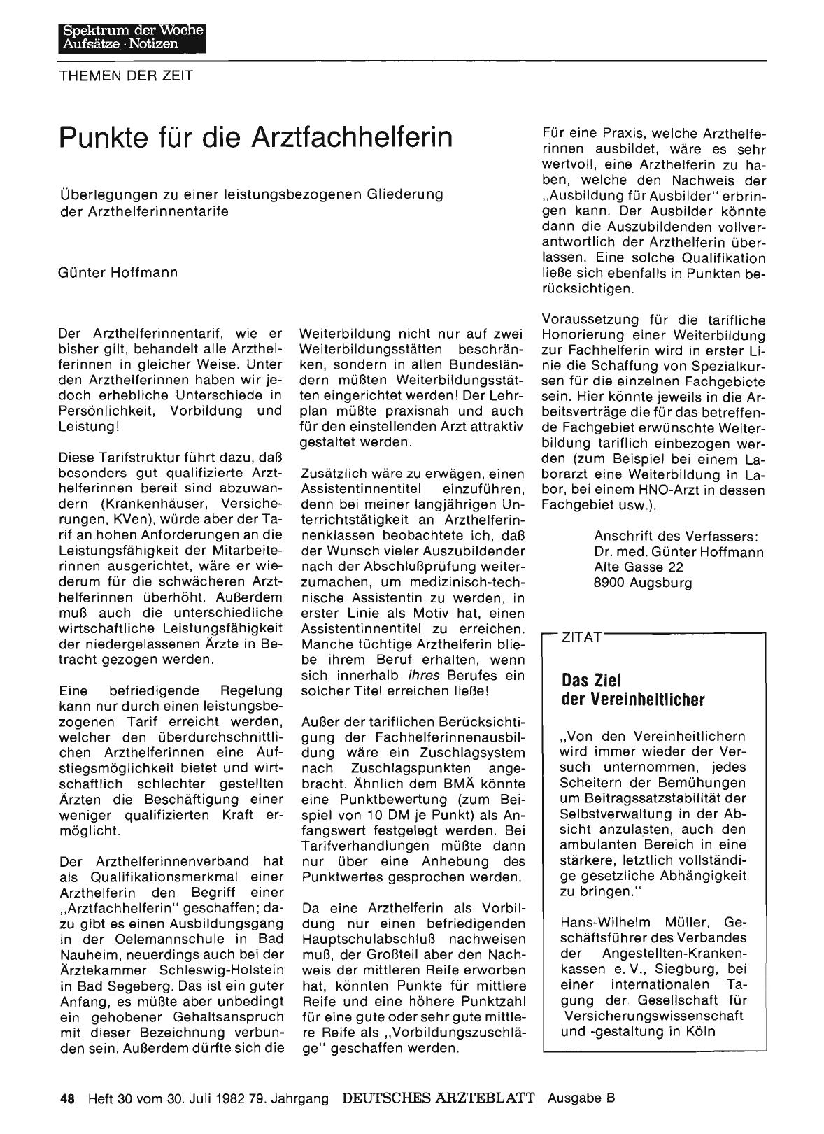 Vorschauseite 1: Punkte für die Arztfachhelferin: Überlegungen zu einer leistungsbezogenen Gliederung der Arzthelferinnentarife