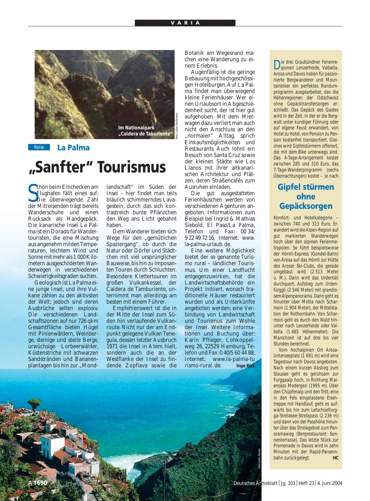 Vorschauseite 1: La Palma: „Sanfter“ Tourismus