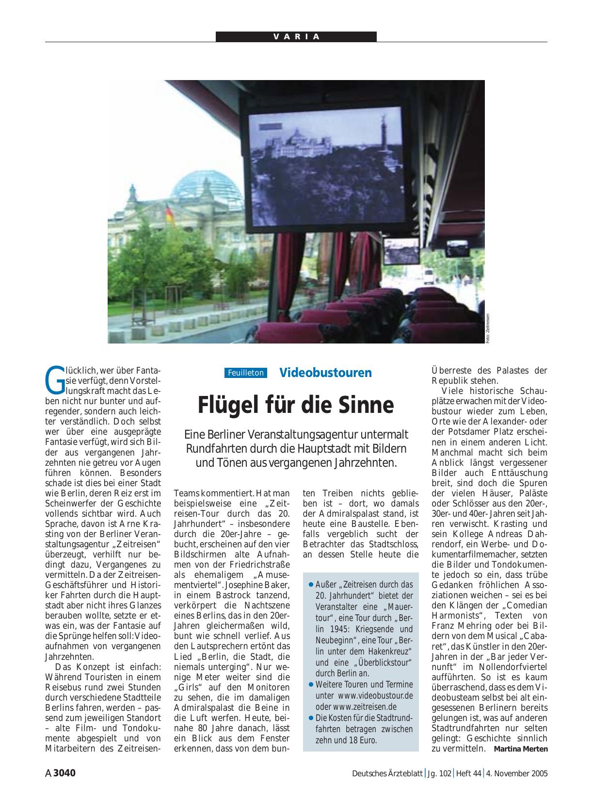 Vorschauseite 1: Videobustouren: Flügel für die Sinne