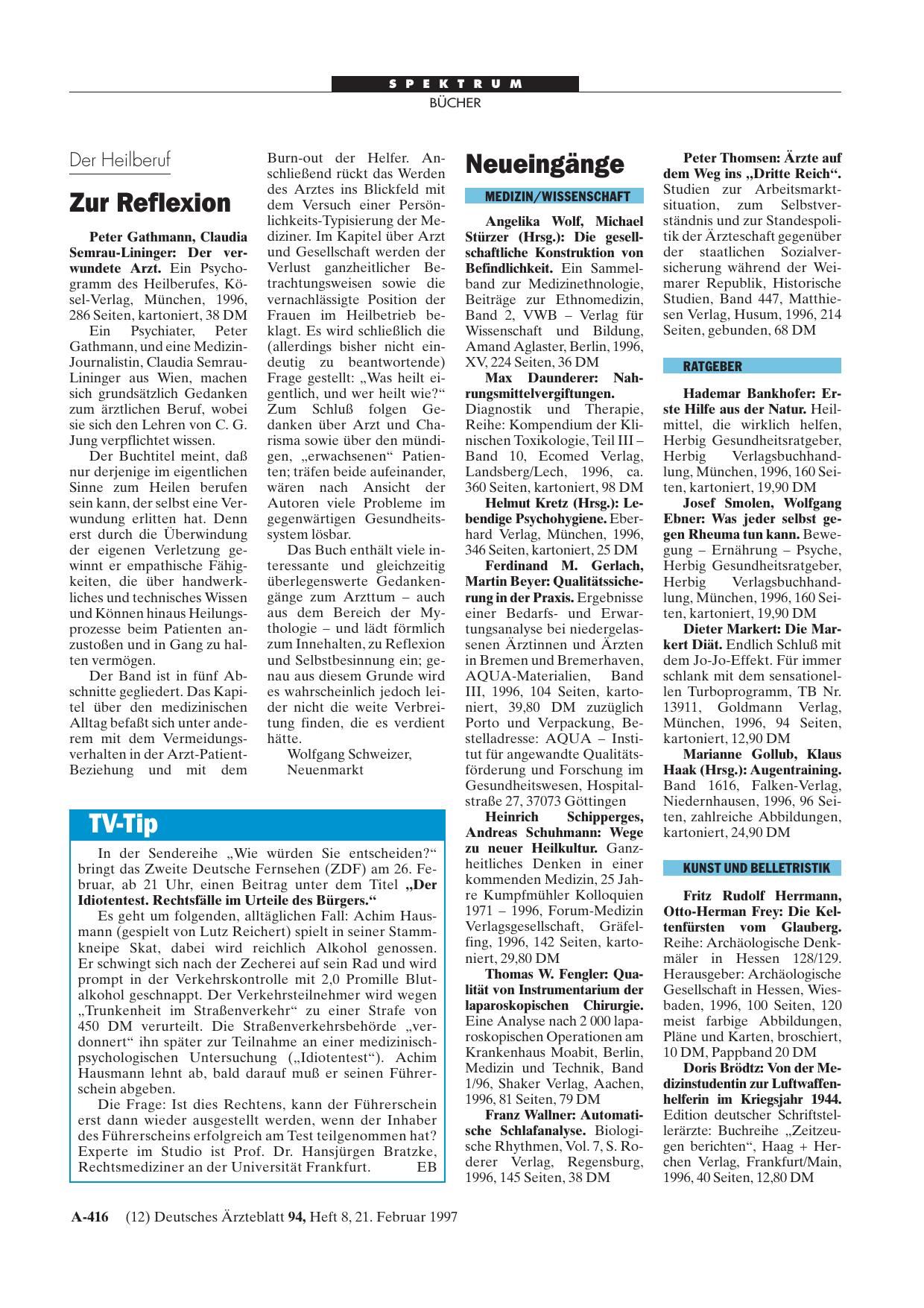 Vorschauseite 1: TV-Tip