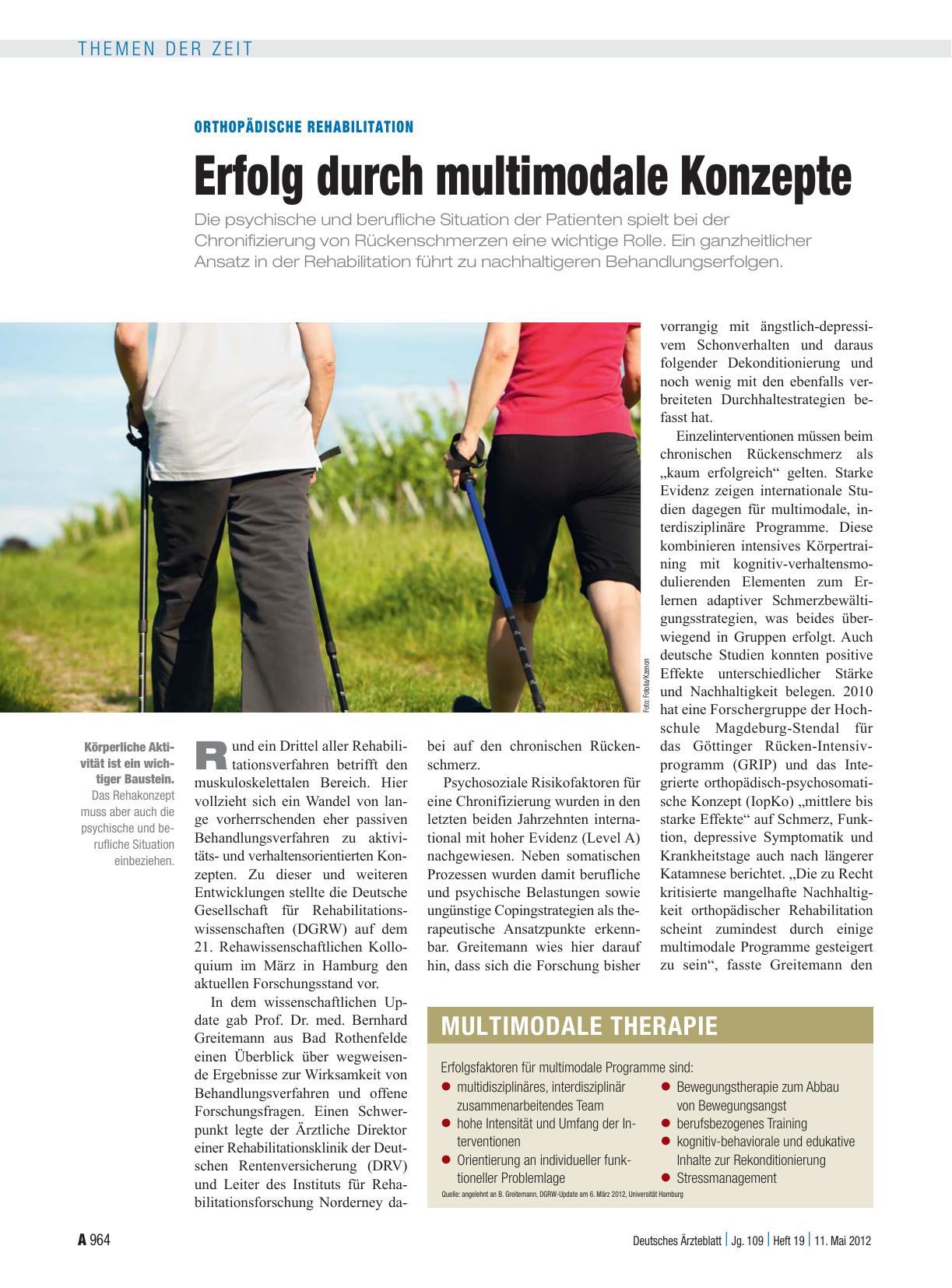 Vorschauseite 1: Orthopädische Rehabilitation: Erfolg durch multimodale Konzepte