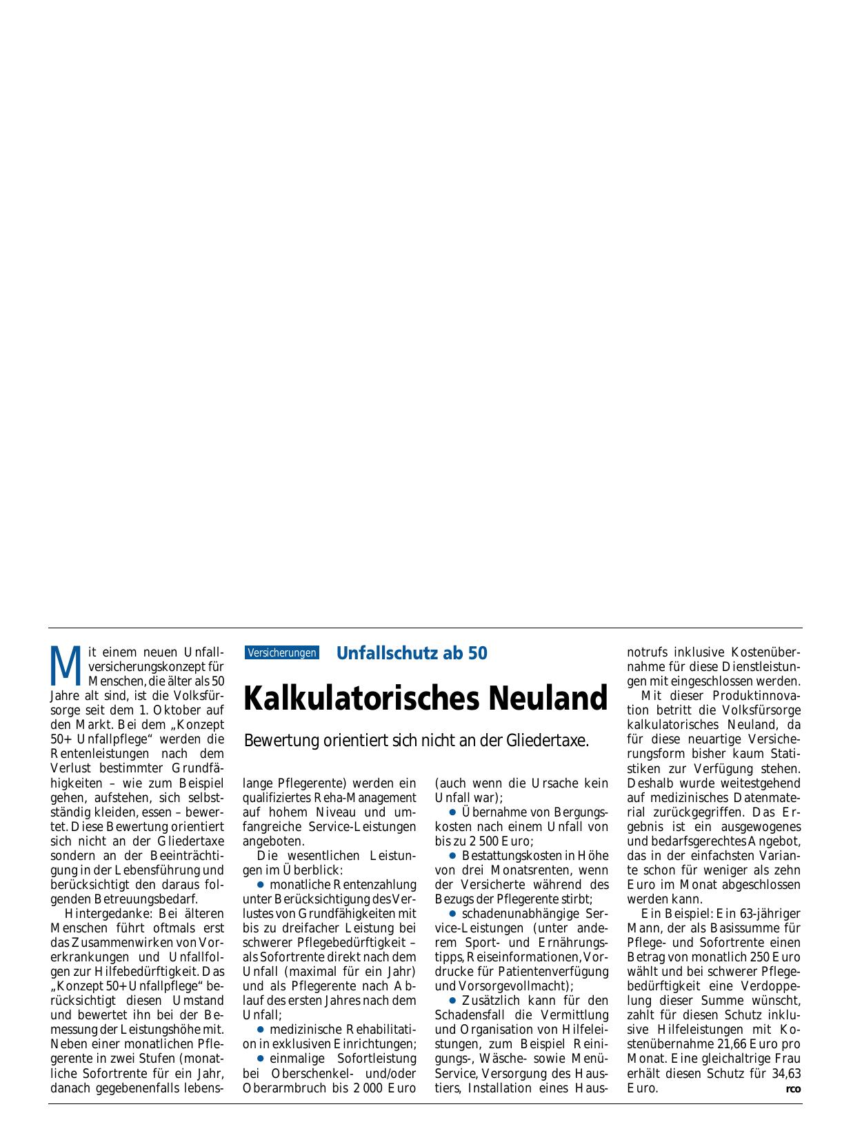 Vorschauseite 1: Unfallschutz ab 50: Kalkulatorisches Neuland