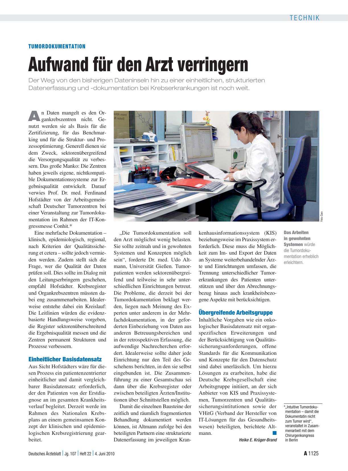 Vorschauseite 1: Tumordokumentation: Aufwand für den Arzt verringern