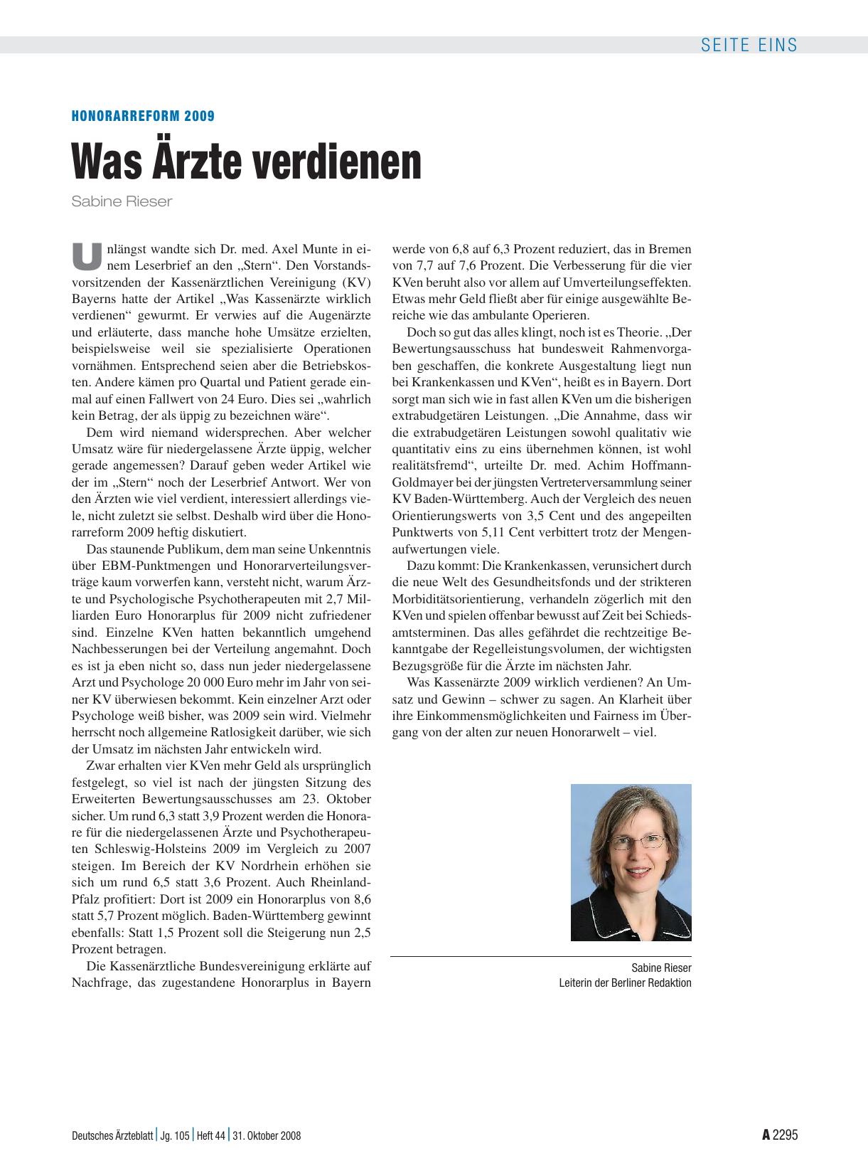 Vorschauseite 1: Honorarreform 2009: Was Ärzte verdienen