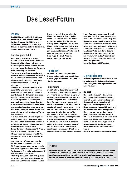 Vorschauseite 1: ECMO: Eine Frage der Ethik