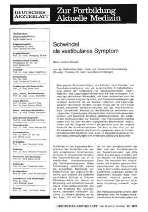 Vorschauseite 1: Schwindel als vestibuläres Symptom