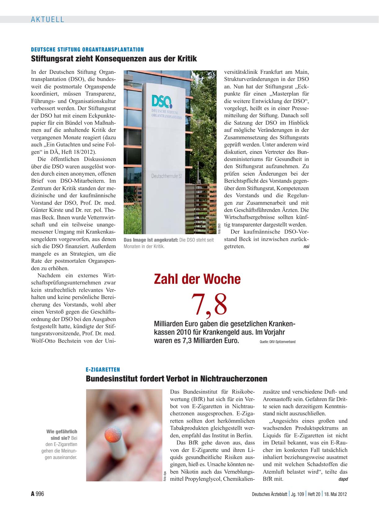 Vorschauseite 1: Deutsche Stiftung Organtransplantation: Stiftungsrat zieht Konsequenzen aus der Kritik