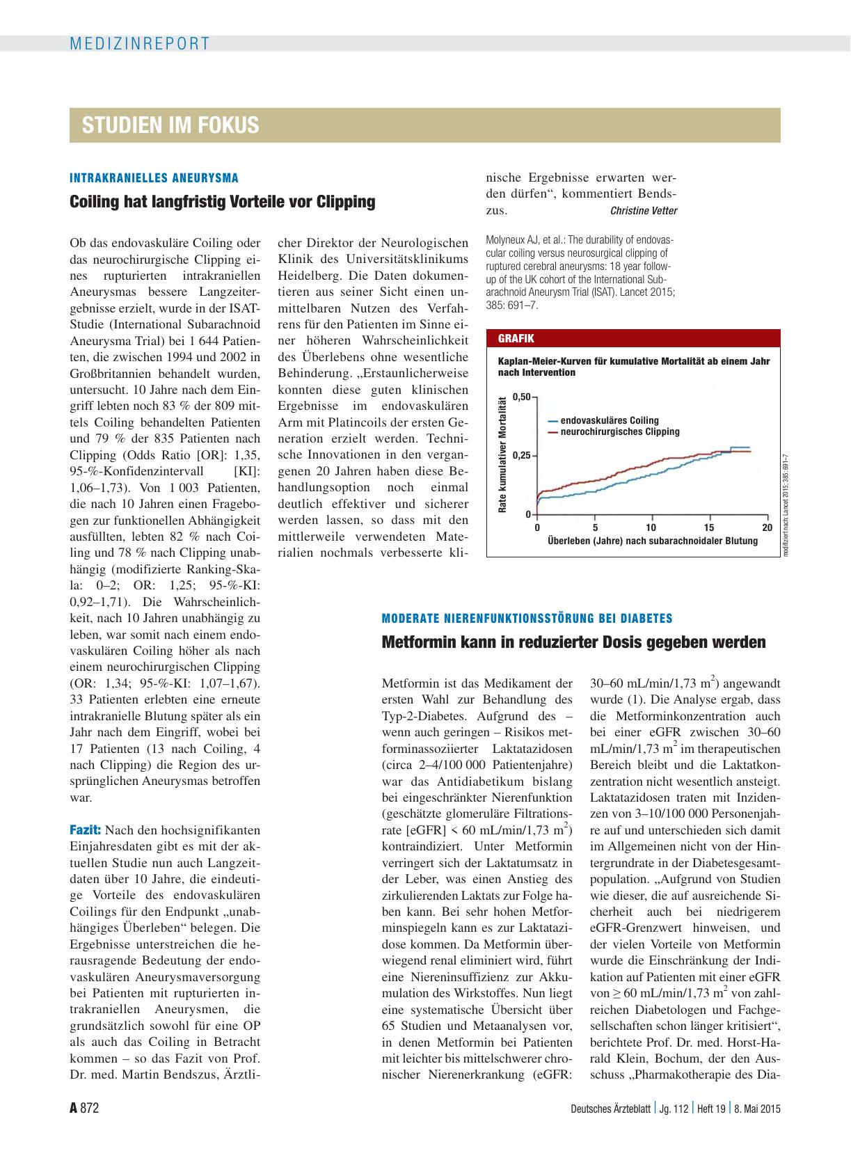 Vorschauseite 1: Moderate Nierenfunktionsstörung bei Diabetes: Metformin kann in reduzierter Dosis gegeben werden