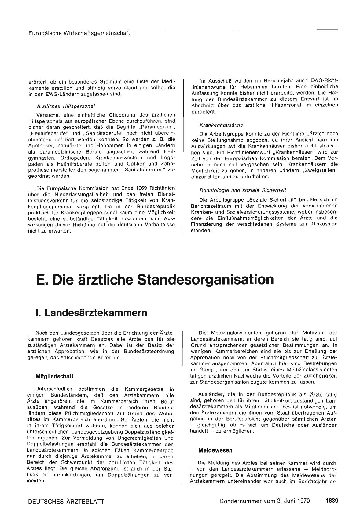 Vorschauseite 1: E. Die ärztliche Standesorganisation: I. Landesärztekammern