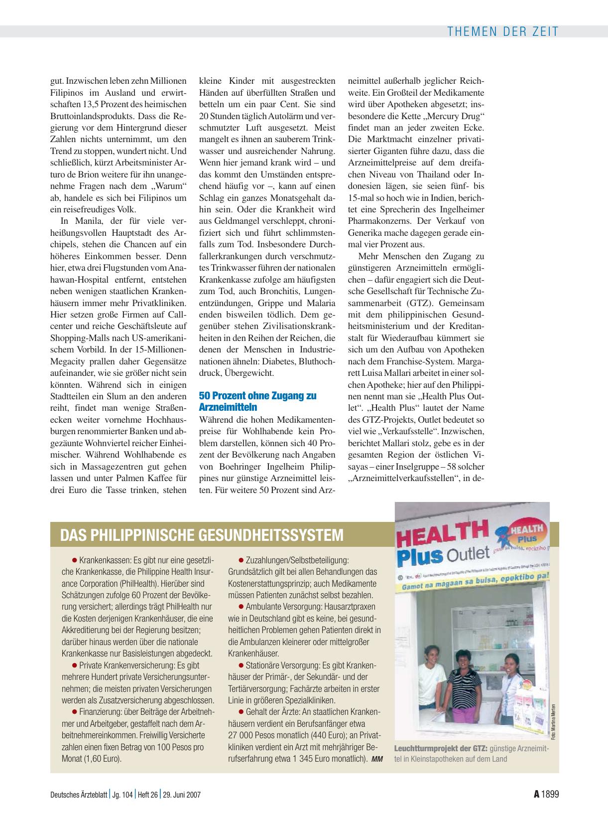 Vorschauseite 1: Das philippinische Gesundheitssystem