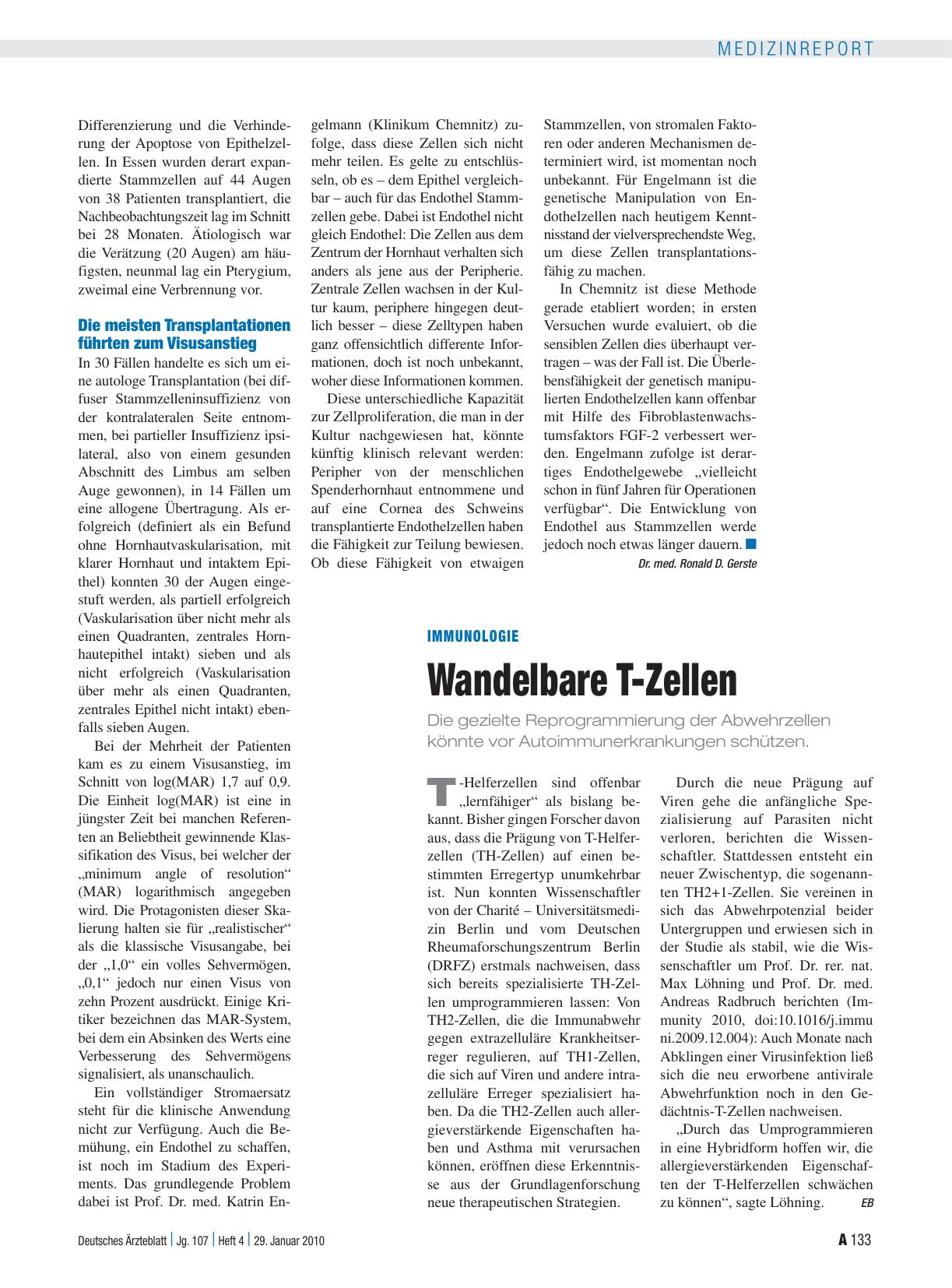 Vorschauseite 1: Immunologie: Wandelbare T-Zellen