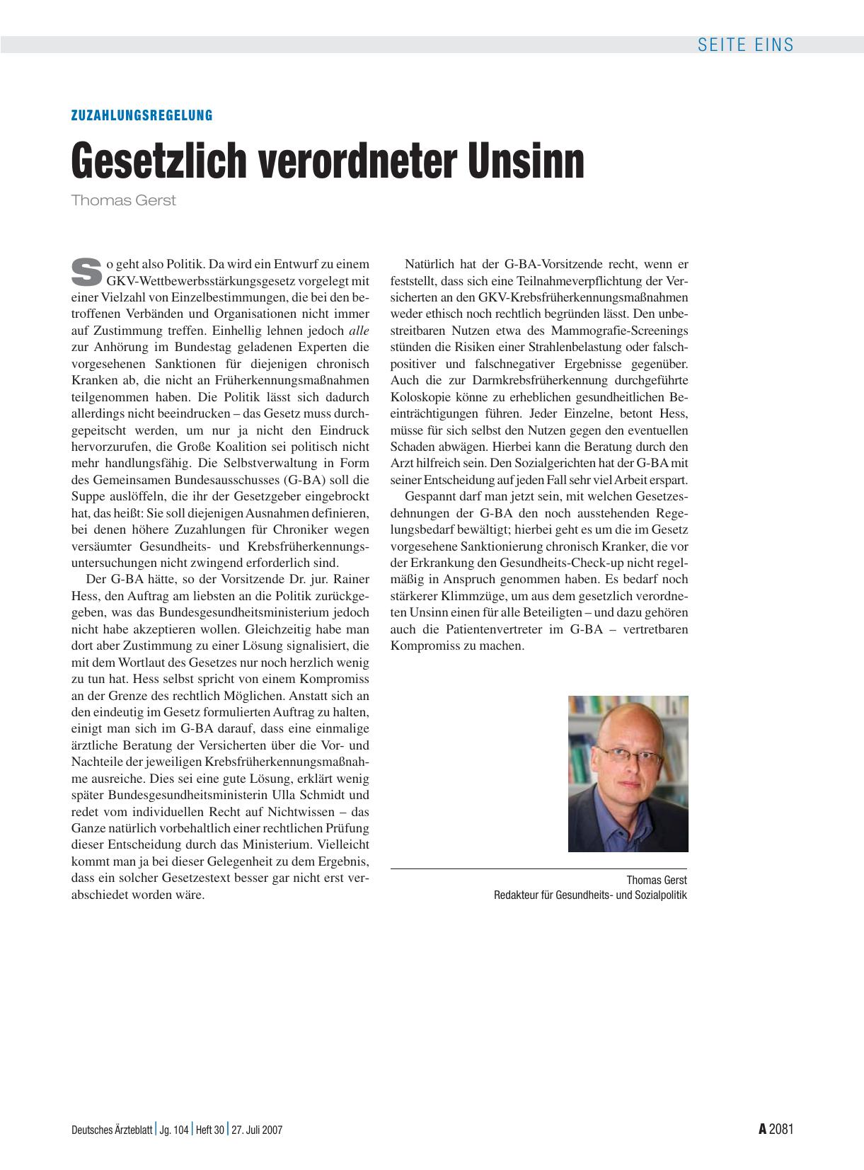 Vorschauseite 1: Zuzahlungsregelung: Gesetzlich verordneter Unsinn