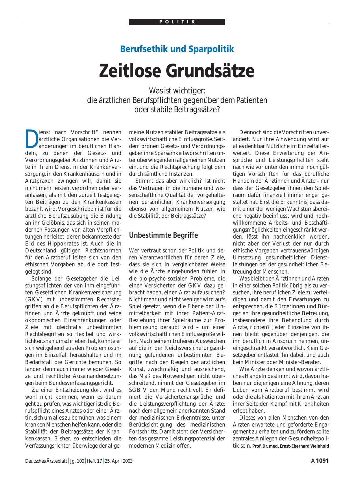 Vorschauseite 1: Berufsethik und Sparpolitik: Zeitlose Grundsätze