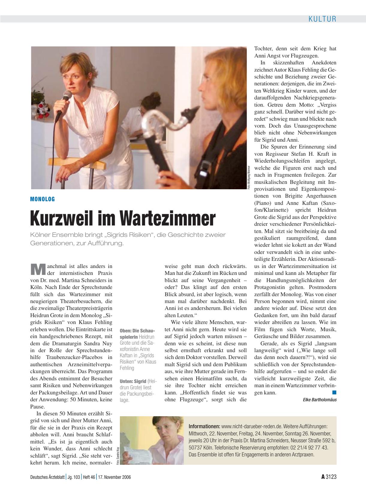 Vorschauseite 1: Monolog: Kurzweil im Wartezimmer
