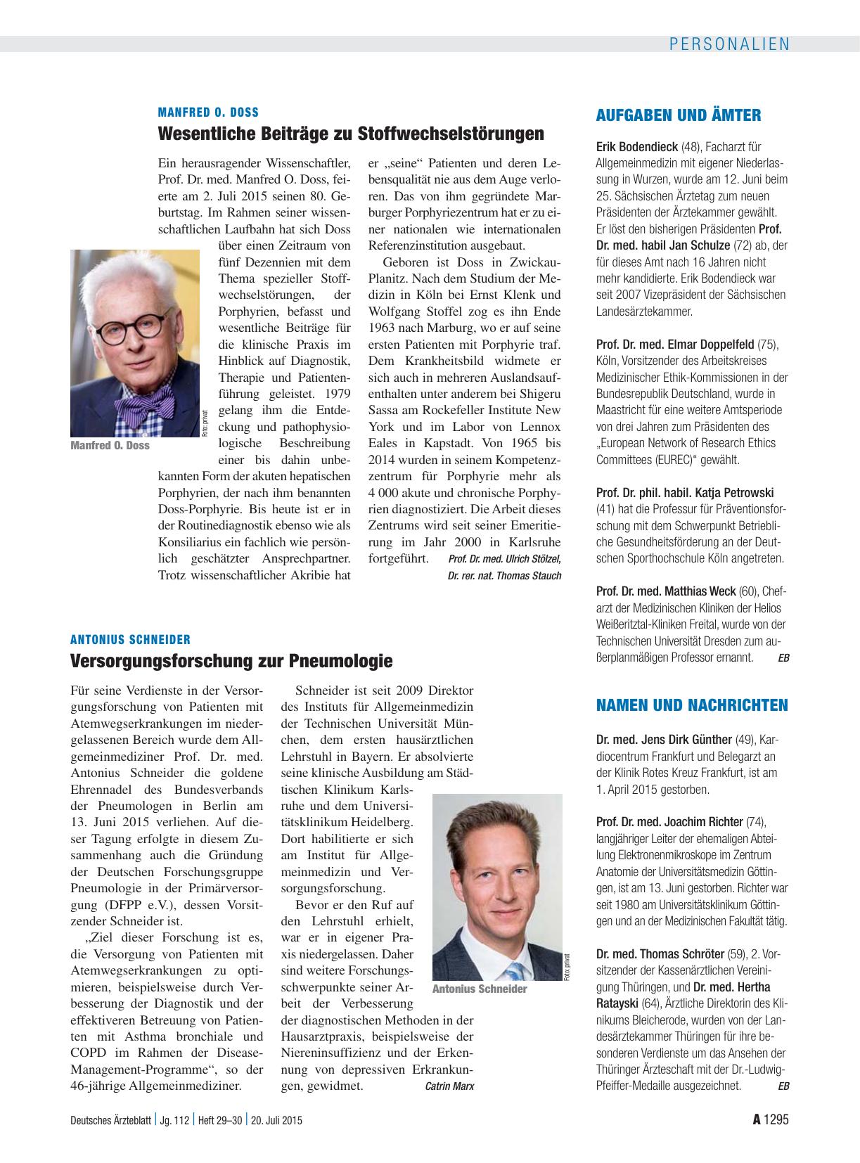 Vorschauseite 1: Antonius Schneider: Versorgungsforschung zur Pneumologie