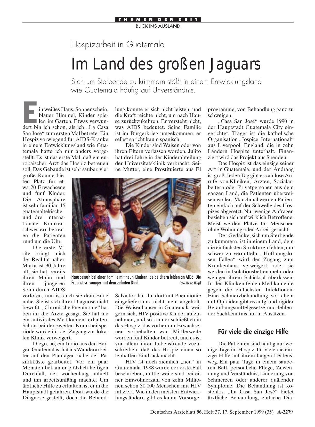 Vorschauseite 1: Hospizarbeit in Guatemala: Im Land des großen Jaguars