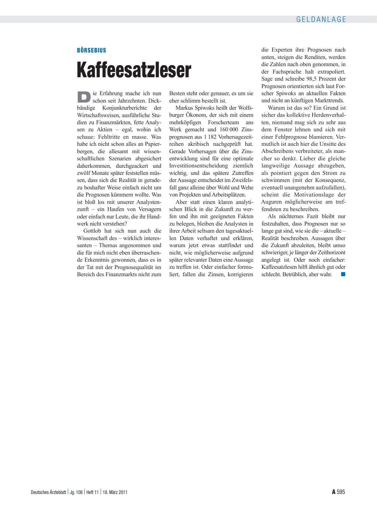 Vorschauseite 1: Börsebius: Kaffeesatzleser