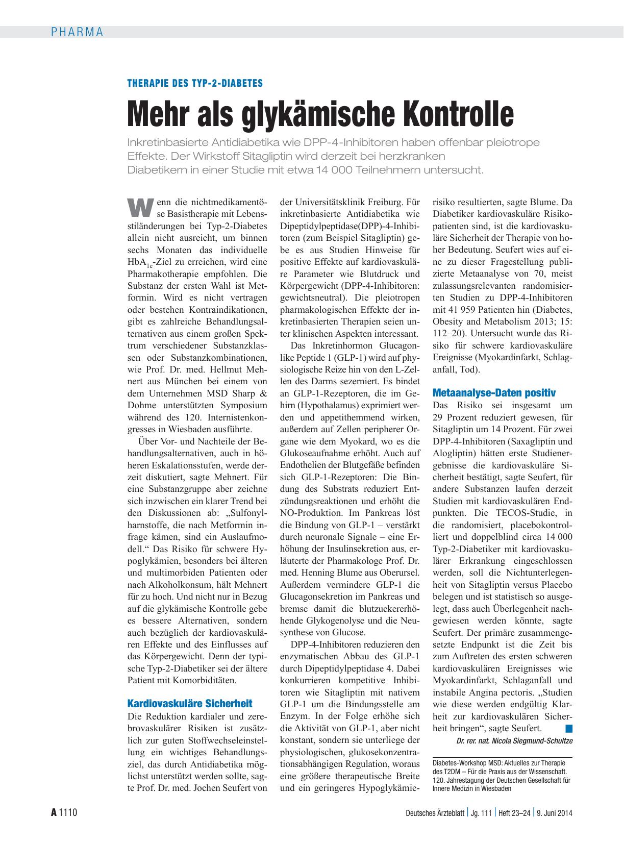 Vorschauseite 1: Therapie des Typ-2-Diabetes: Mehr als glykämische Kontrolle