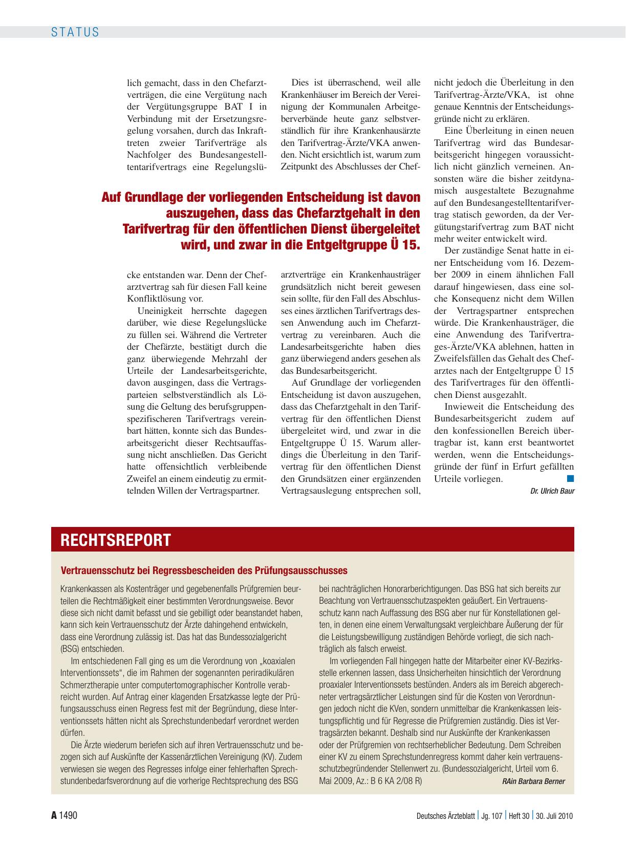 Vorschauseite 1: Vertrauensschutz bei Regressbescheiden des Prüfungsausschusses