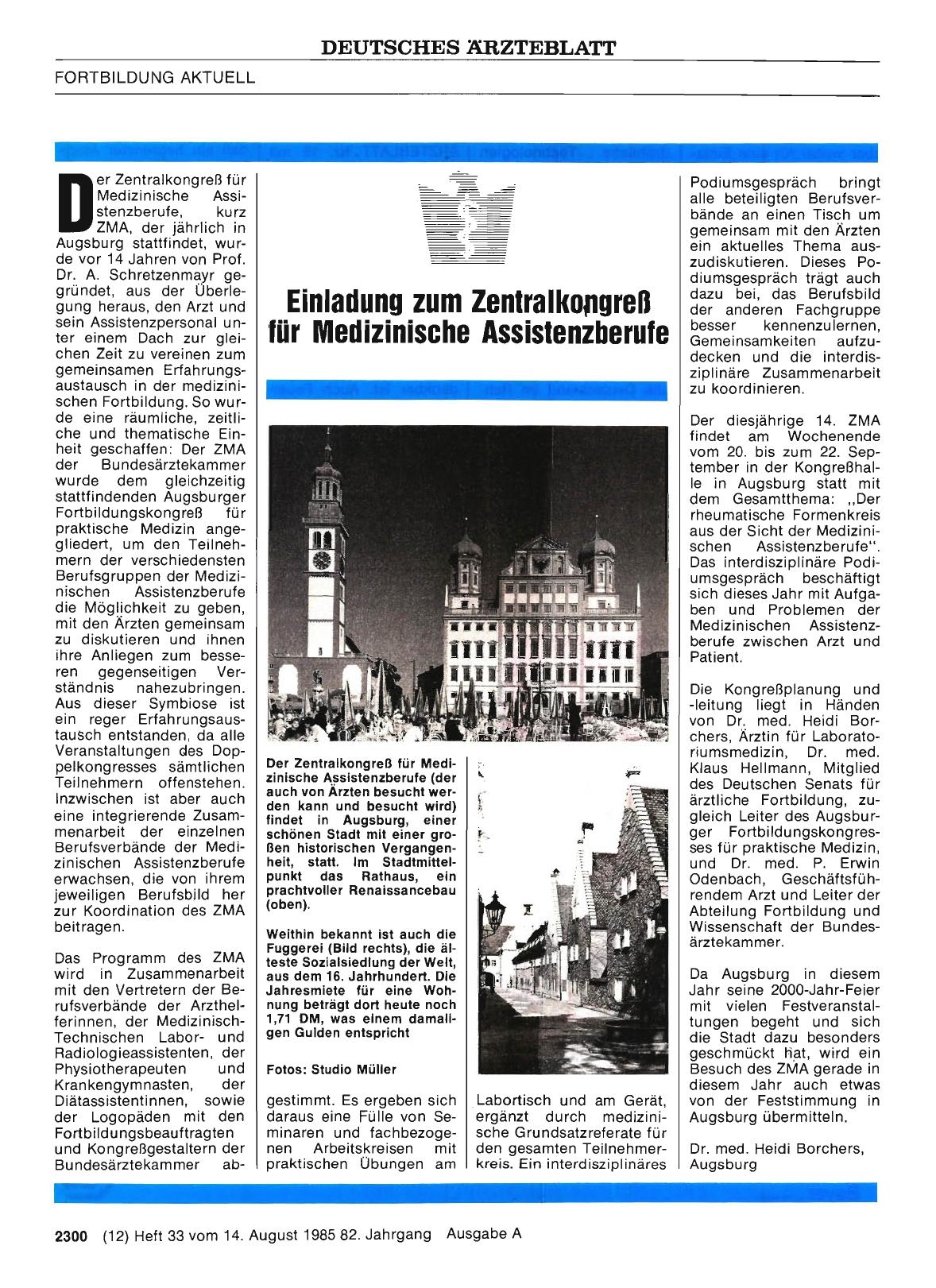 Vorschauseite 1: Einladung zum Zentralkongreß für Medizinische Assistenzberufe