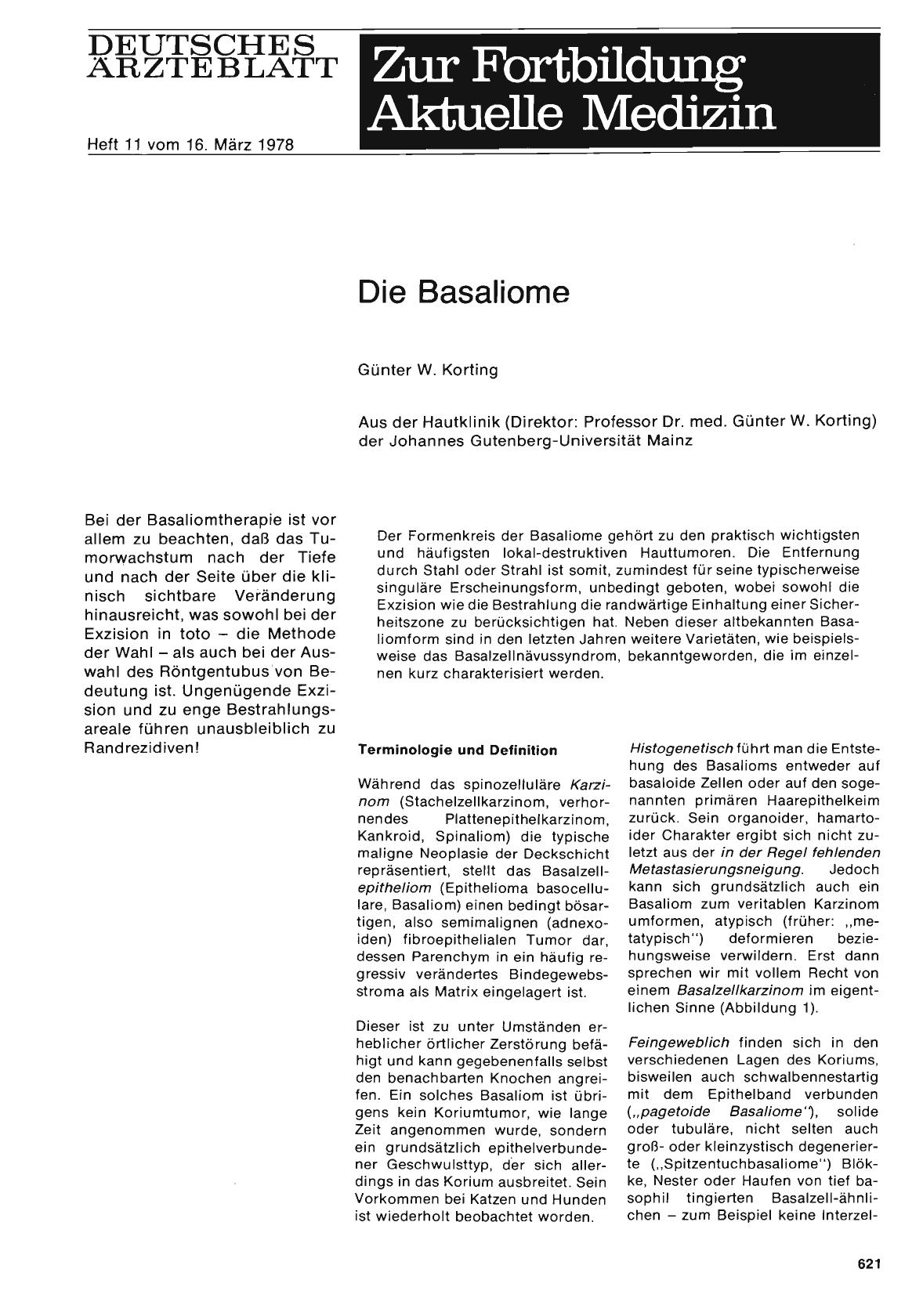 Vorschauseite 1: Die Basaliome