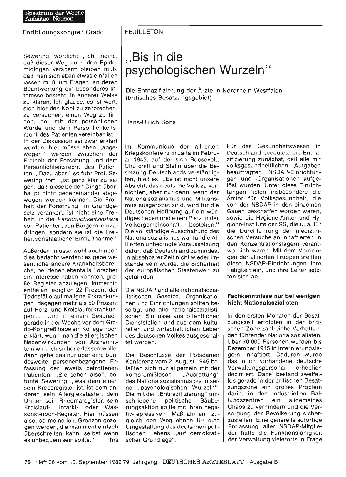 Vorschauseite 1: „Bis in die psychologischen Wurzeln“: Die Entnazifizierung der Ärzte in Nordrhein-Westfalen (britisches Besatzungsgebiet)
