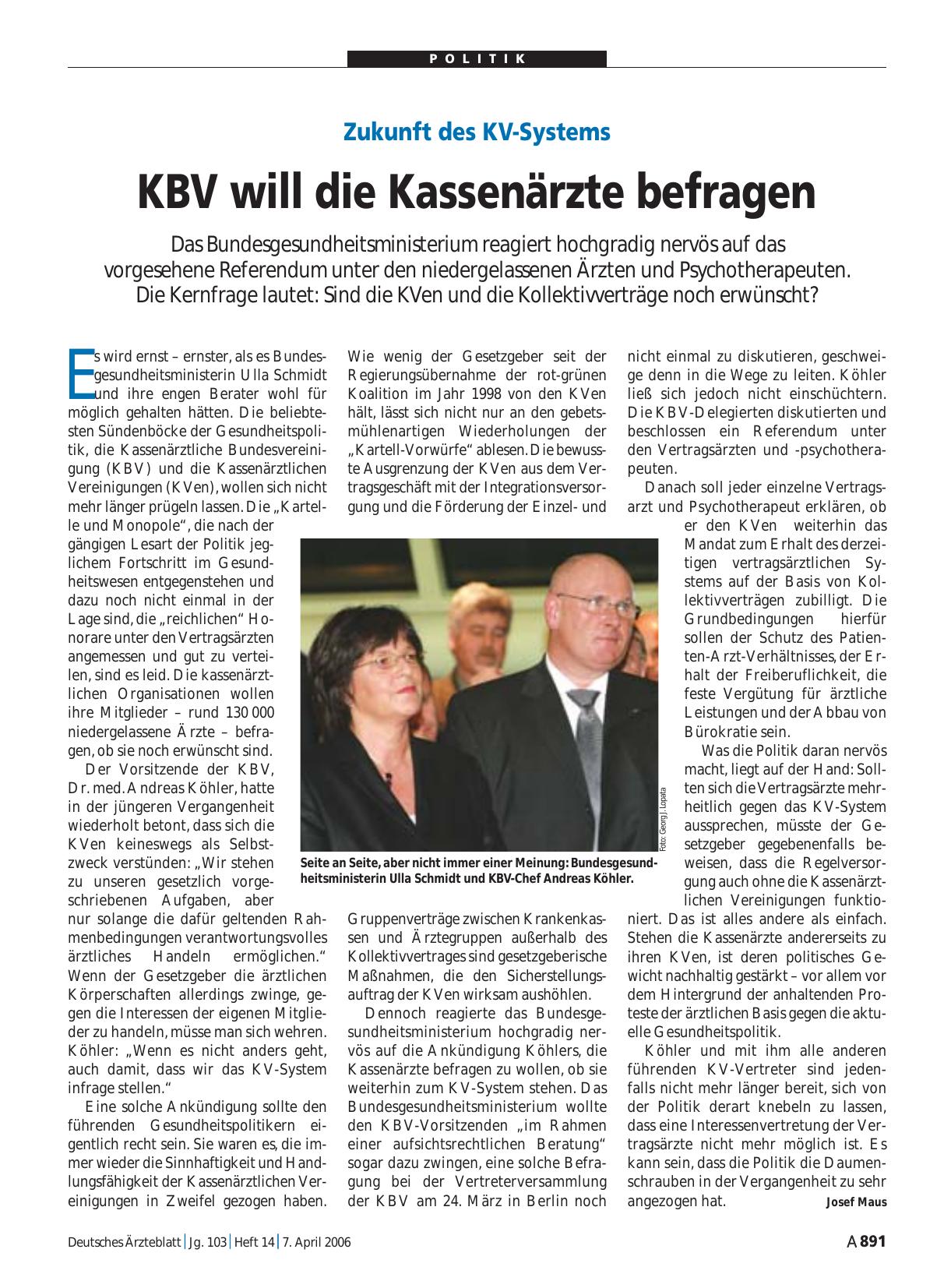Vorschauseite 1: Zukunft des KV-Systems: KBV will die Kassenärzte befragen