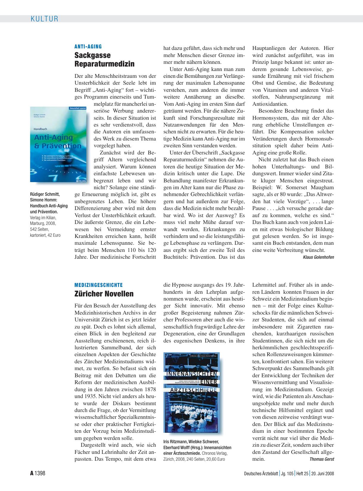 Vorschauseite 1: Medizingeschichte: Züricher Novellen