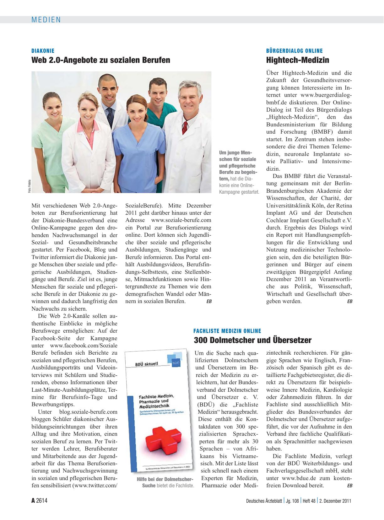 Vorschauseite 1: Bürgerdialog online: Hightech-Medizin