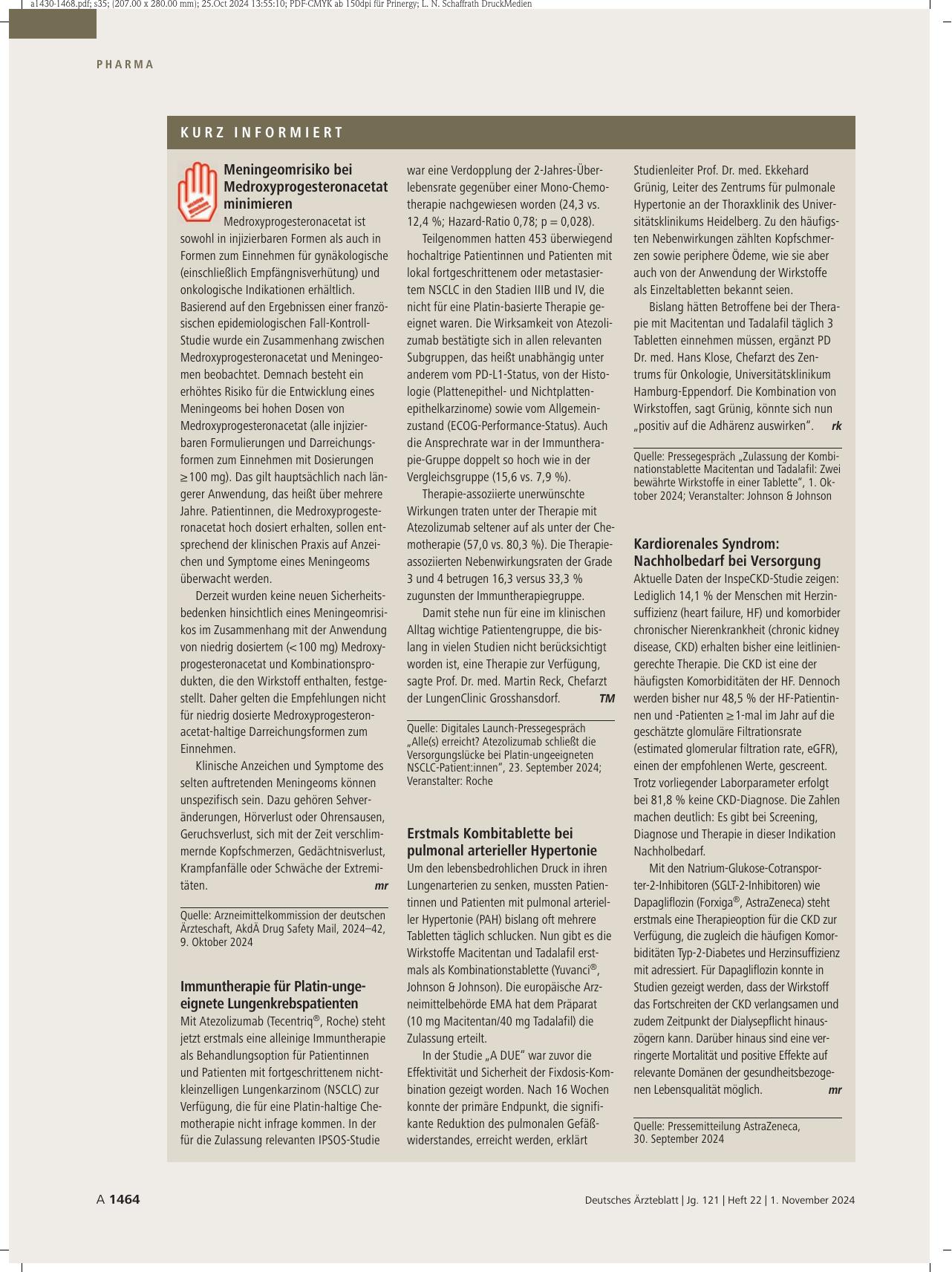 Vorschauseite 1: Kurz informiert.