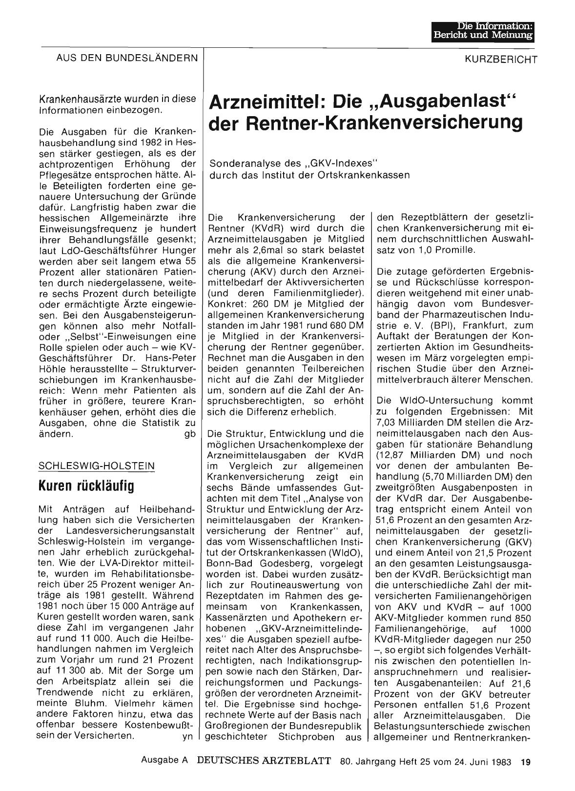Vorschauseite 1: Kuren rückläufig