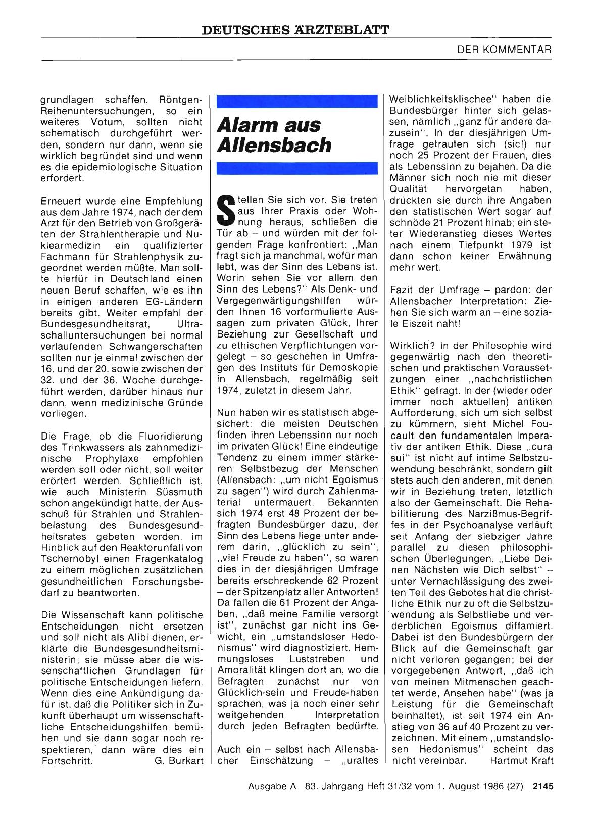 Vorschauseite 1: Alarm aus Allensbach