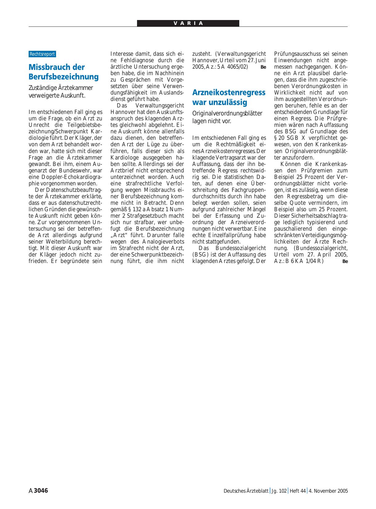 Vorschauseite 1: Arzneikostenregress war unzulässig: Originalverordnungsblätter lagen nicht vor