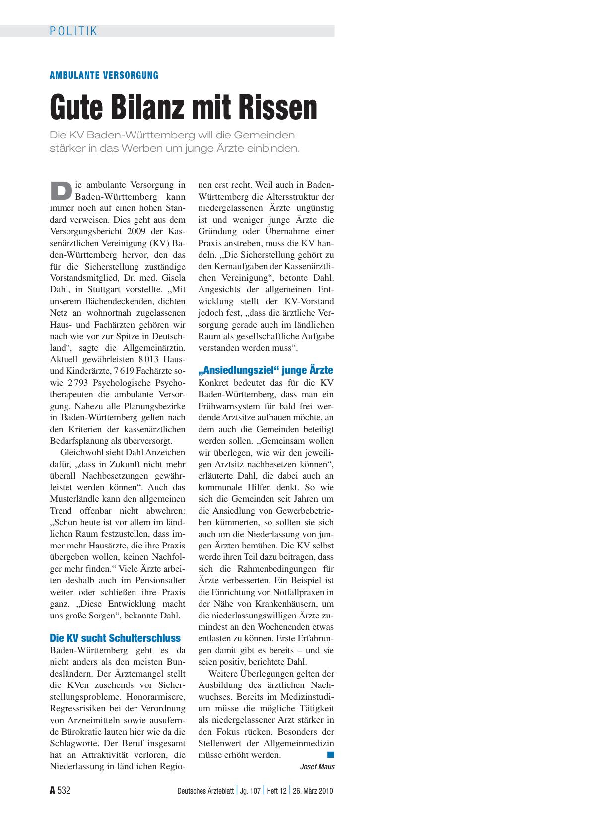 Vorschauseite 1: Ambulante Versorgung: Gute Bilanz mit Rissen