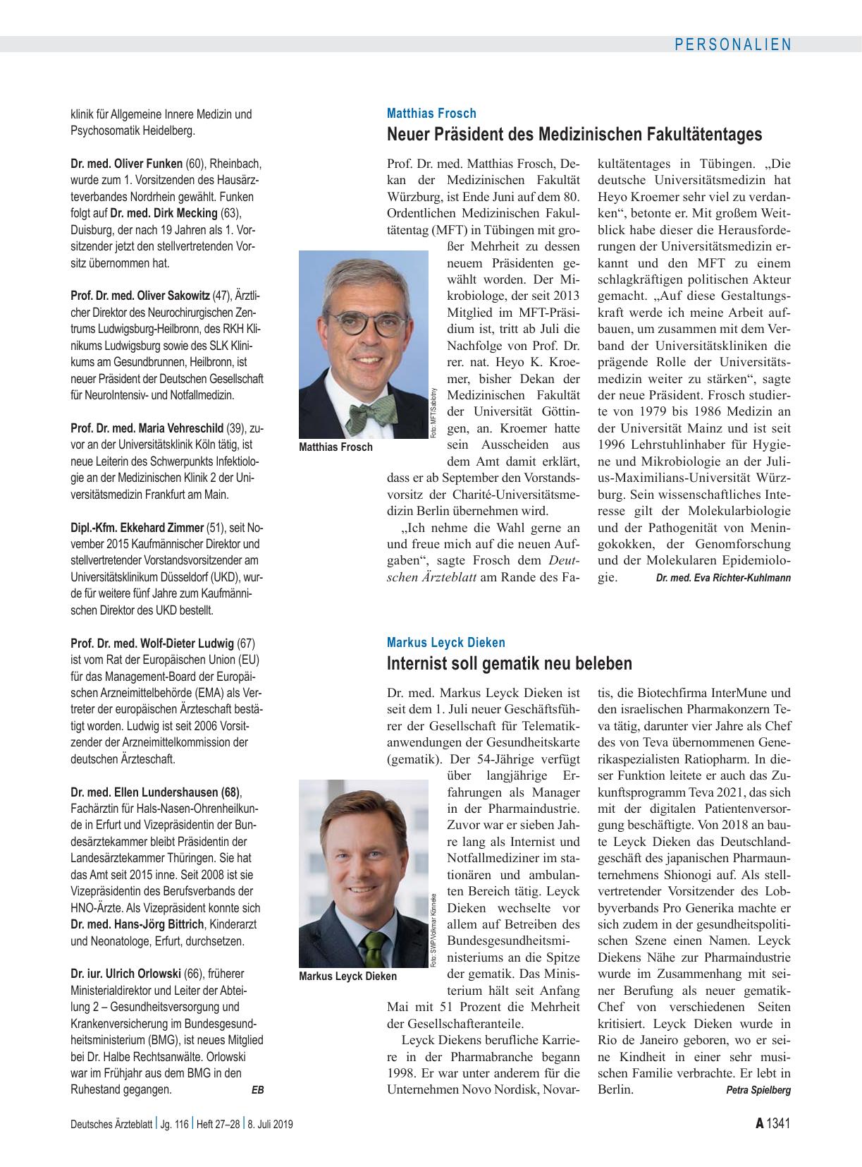 Vorschauseite 1: Markus Leyck Dieken: Internist soll gematik neu beleben